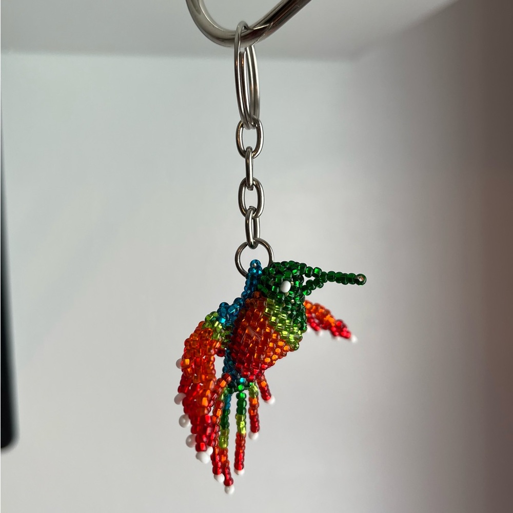 NEW Mexican Beaded hummingbird Keychain